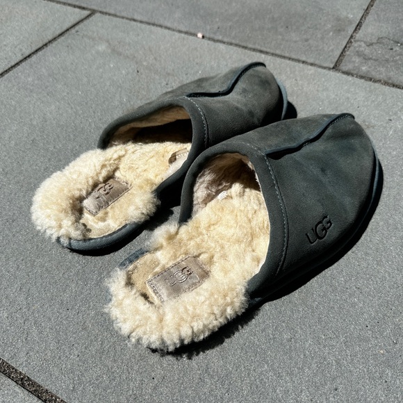 Ugg scuff slipper 8 slippers 39.5-40 9-9.5 green sheep shearling genuine men’s. - Picture 3 of 7